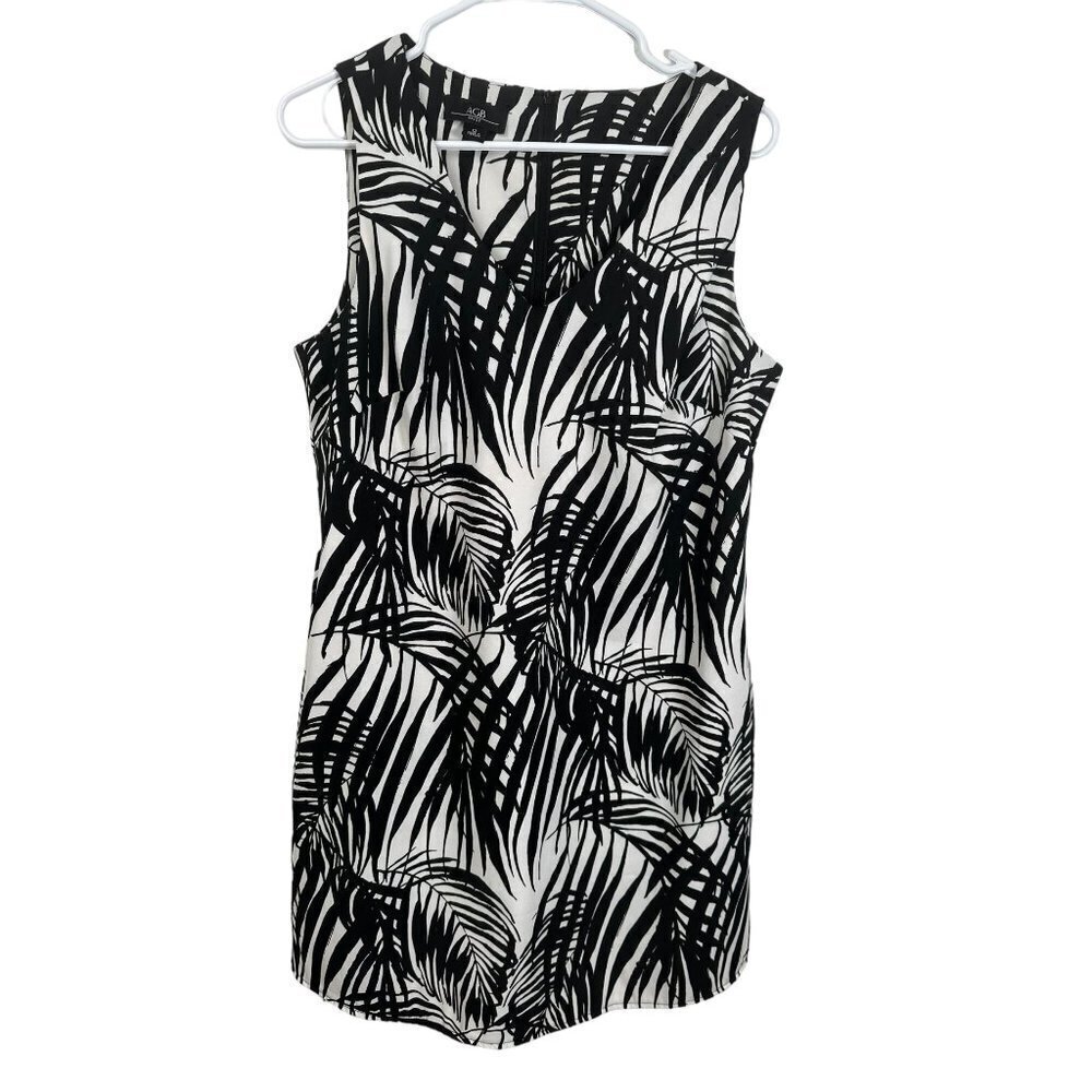 AGB‎ black &white leaves sleeveless midi dress, size 12